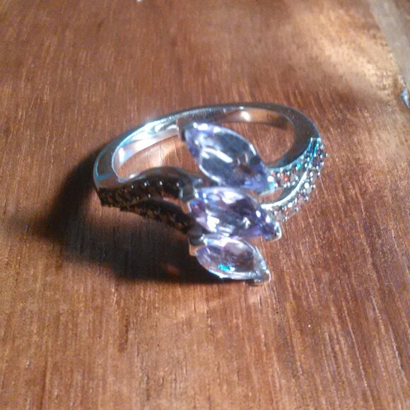 Moroccan Rose and Mozambique Garnet Trinity Twilight Sterling Silver Ring-Size 7 - Picture 12 of 16